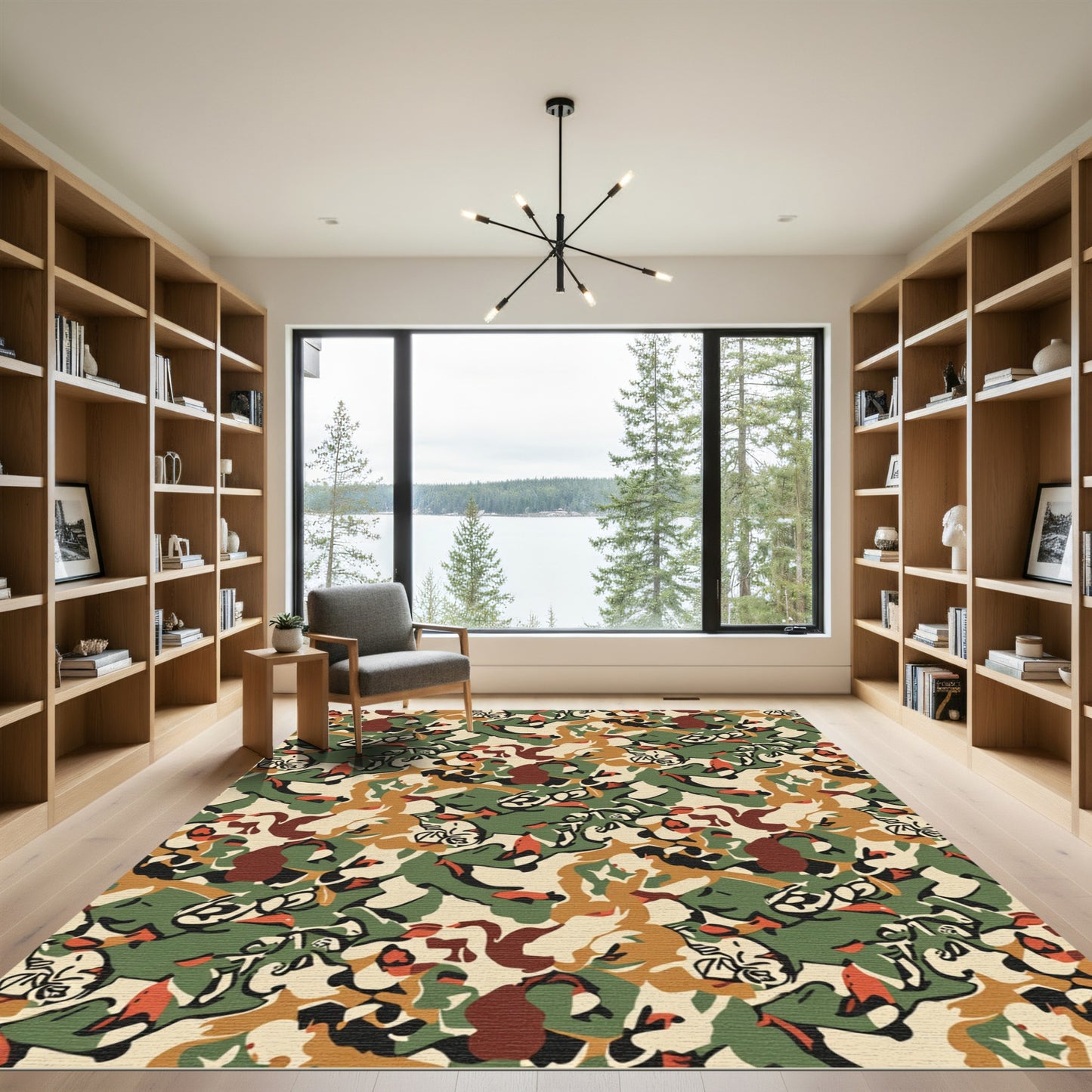 Earthy Tones Abstract Camouflage Rug