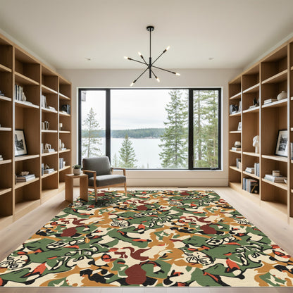 Earthy Tones Abstract Camouflage Rug