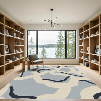 Modern Abstract Swirl Composition Rug