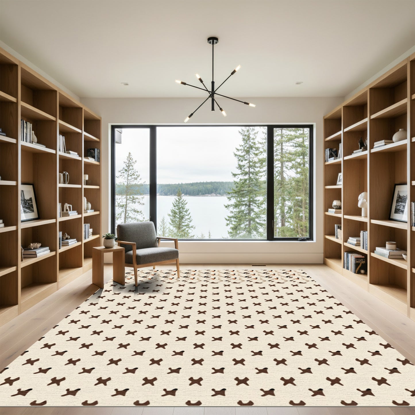 Rustic Brown X Pattern Rug