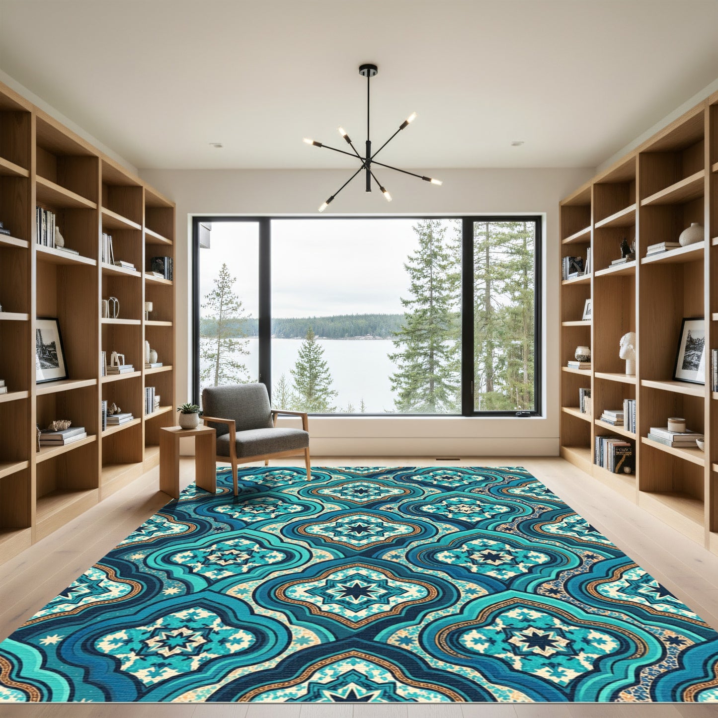 Deep Teal Quatrefoil Star Medallion Rug