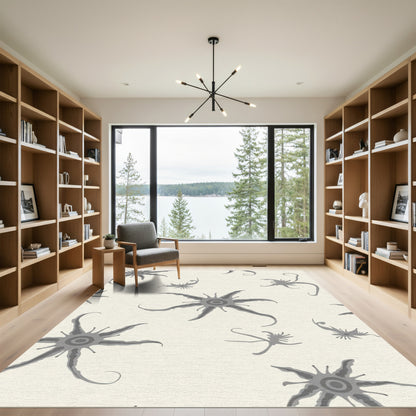 Gray Starburst Floral Scatter Rug