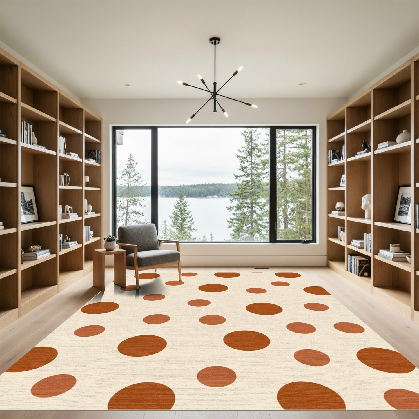 Retro Terracotta Polka Dot Rug