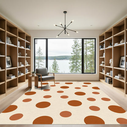 Retro Terracotta Polka Dot Rug