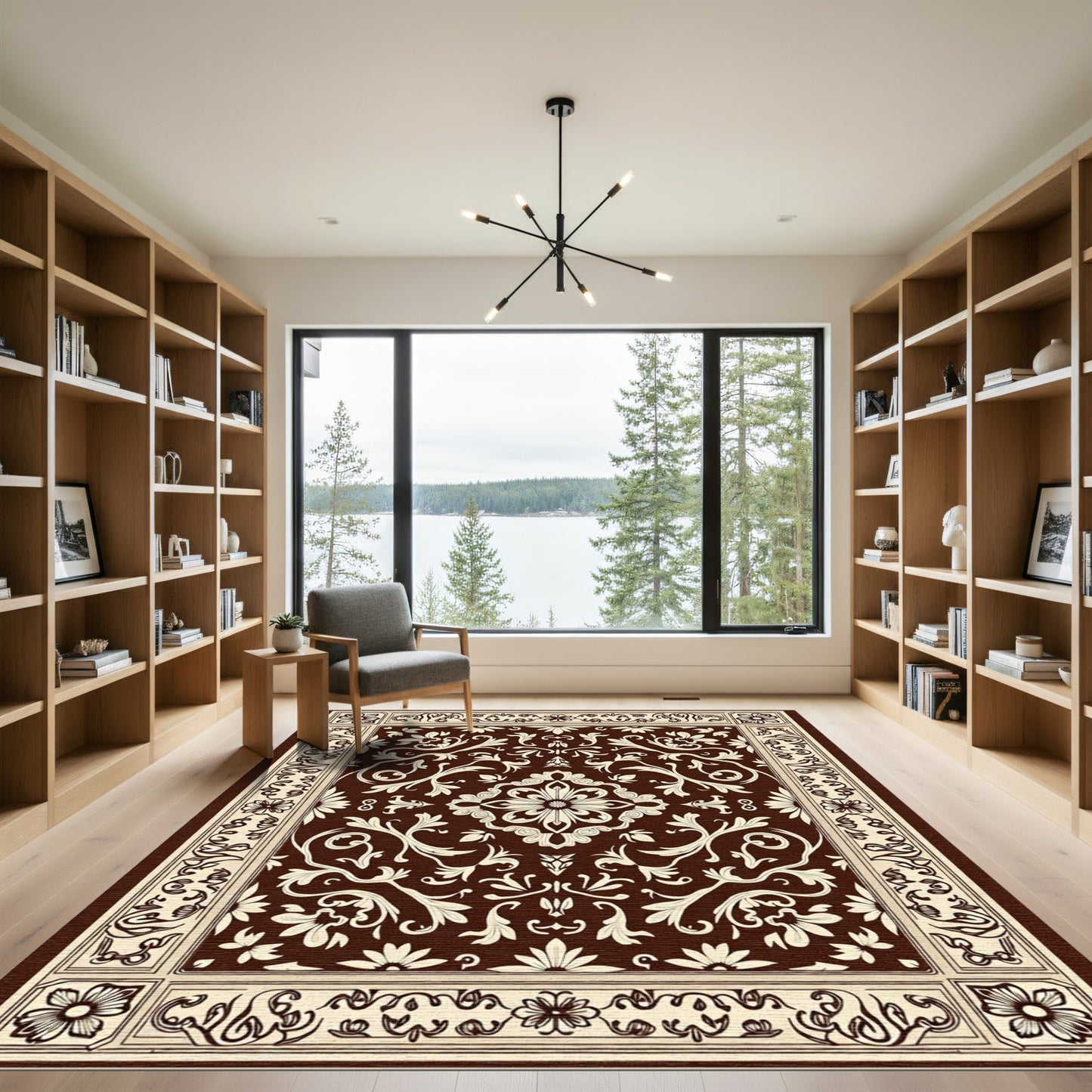 Brown Cream Vintage Floral Medallion Rug