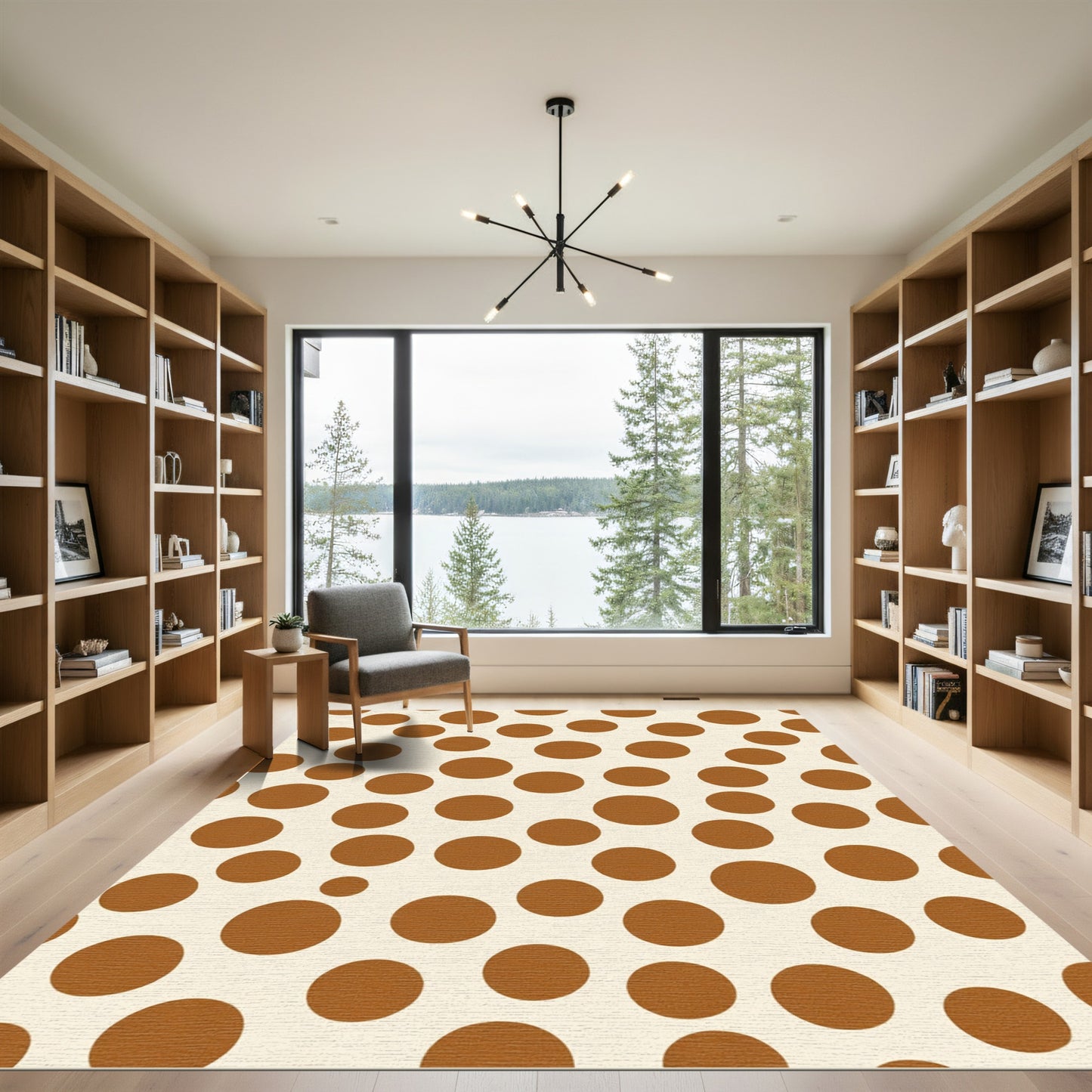 Retro Brown Polka Dot Scatter Rug