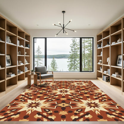 Earthy Geometric Starburst Medallion Rug