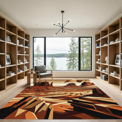 Modern Desert Mesa Geometric Formations Rug