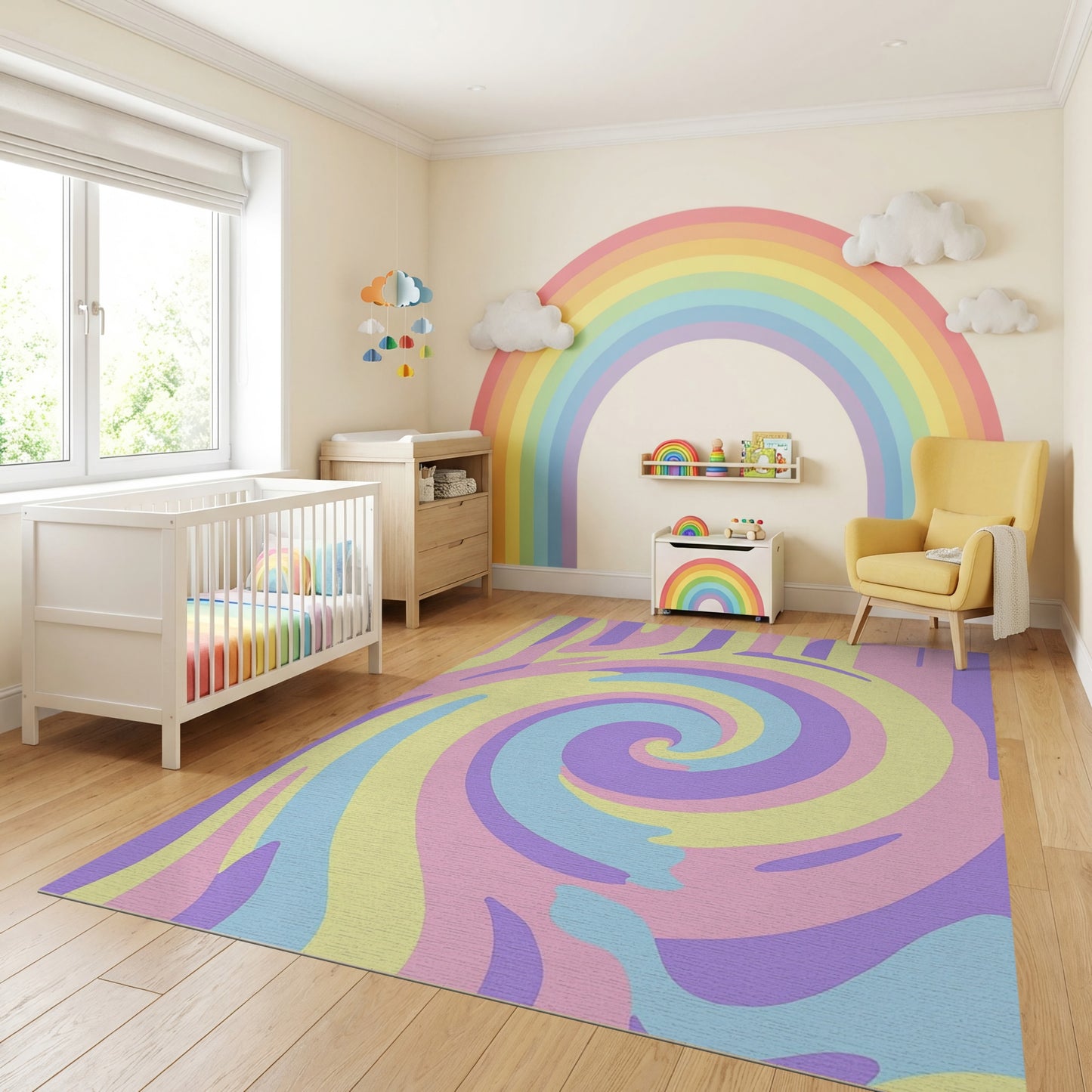 Hypnotic Pastel Swirling Spiral Rug