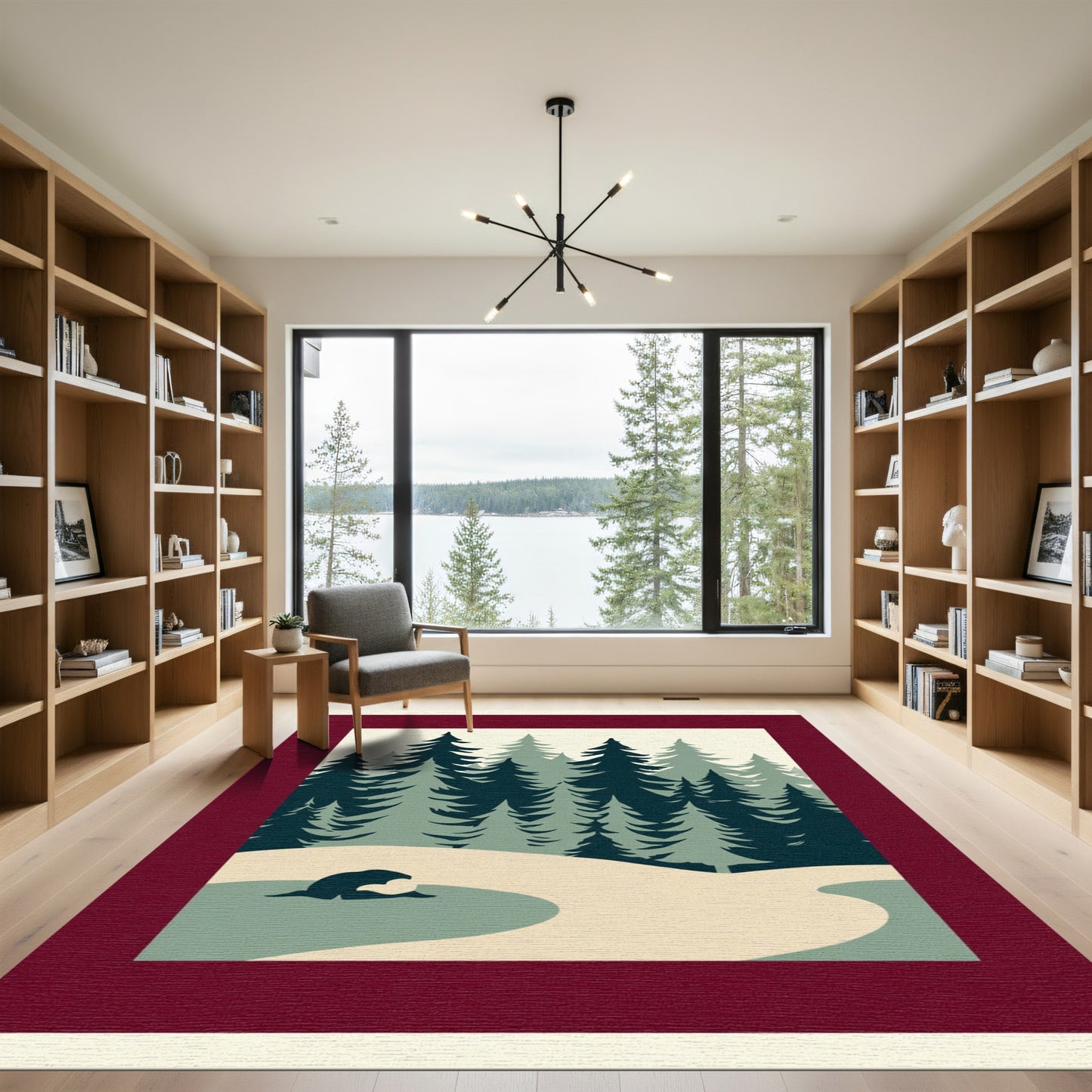 Forest Pines Snowy Landscape Rug