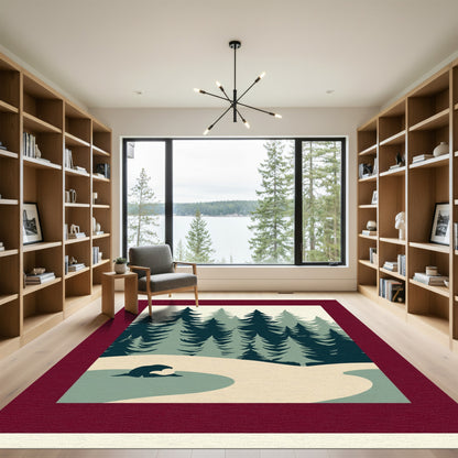 Forest Pines Snowy Landscape Rug