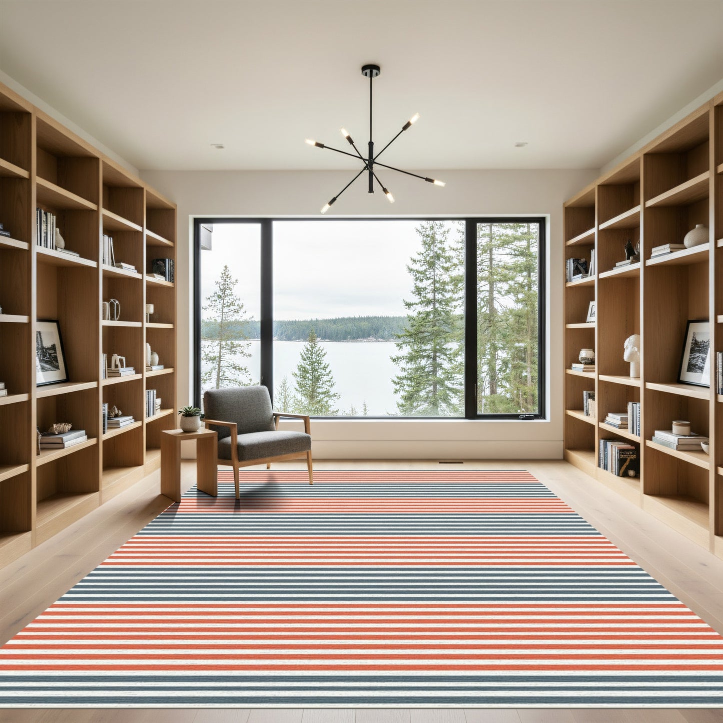 Classic Red White Blue Striped Rug