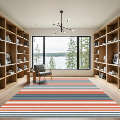 Classic Red White Blue Striped Rug