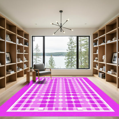 Vibrant Pink Gingham Lattice Rug
