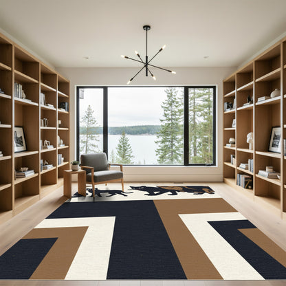 Black Cat Brown Dog Geometric Rug