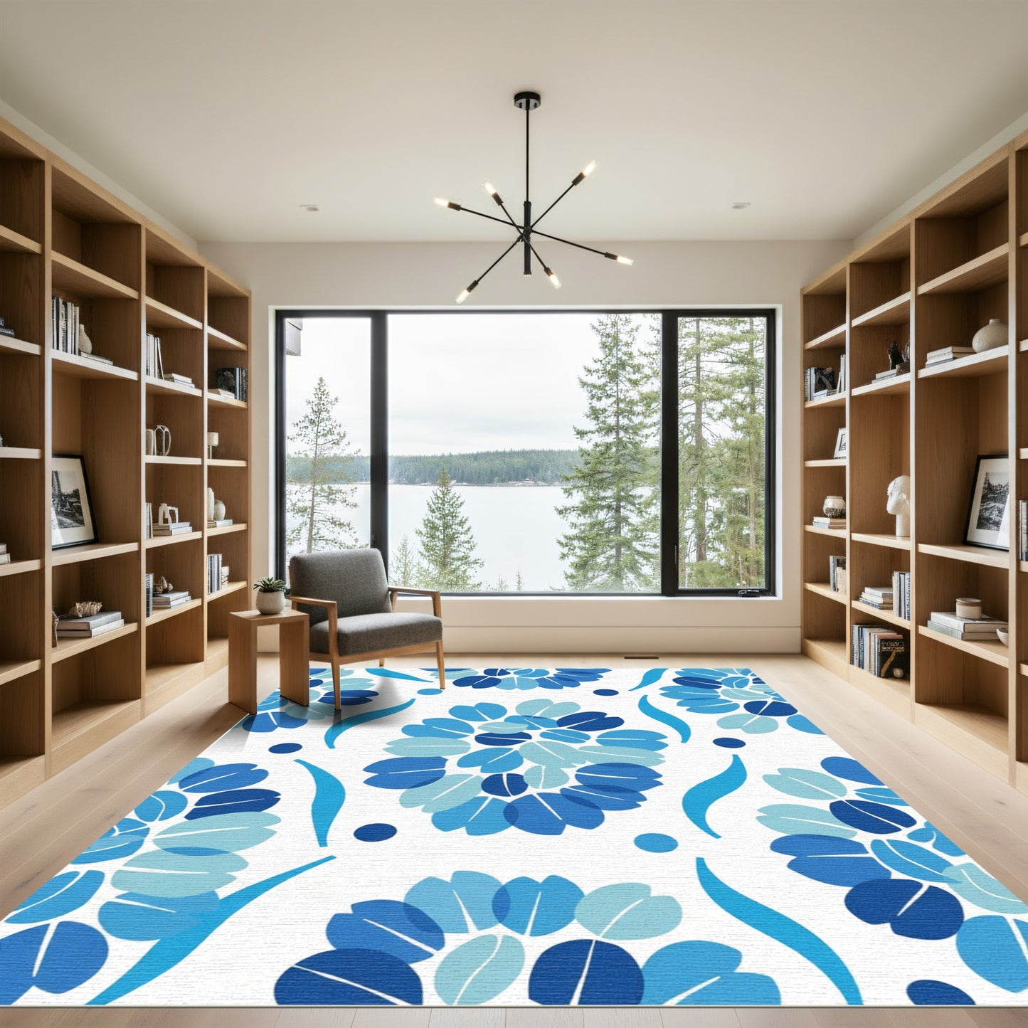 Deep Blue Floral Medley Rug