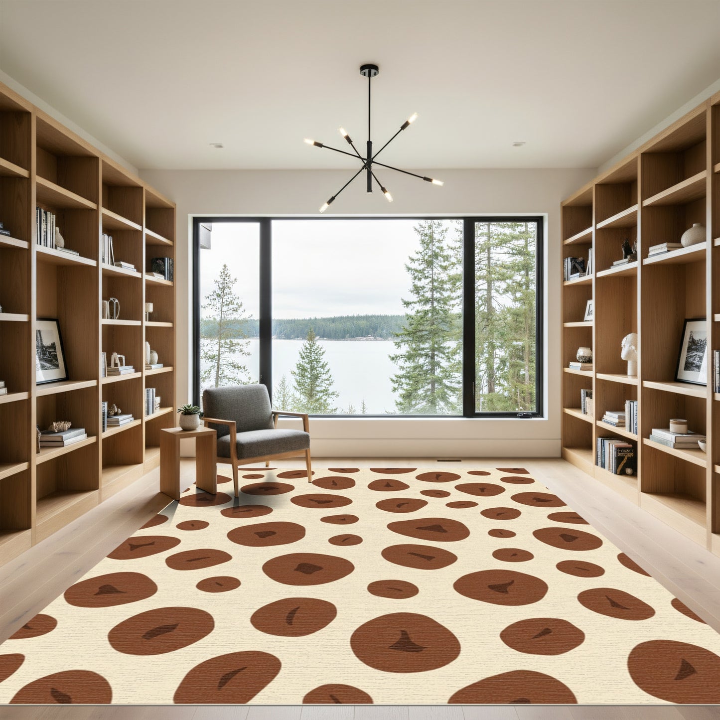 Brown Cream Organic Circles Rug