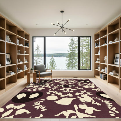 Crimson Cream Floral Heart Arrangement Rug