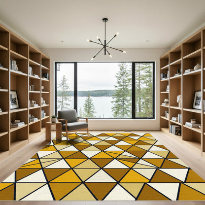 Ochre and Gold Geometric Triangle Mosaic Rug