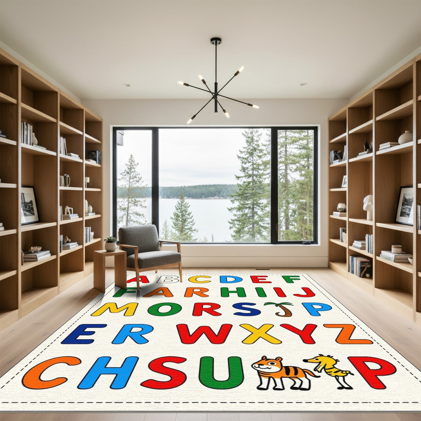 Alphabet Animals Vivid Color Blocks Rug