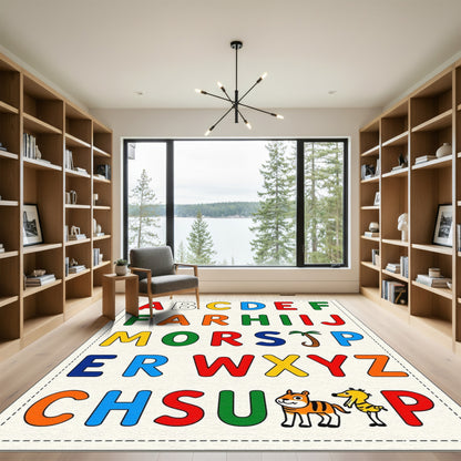 Alphabet Animals Vivid Color Blocks Rug