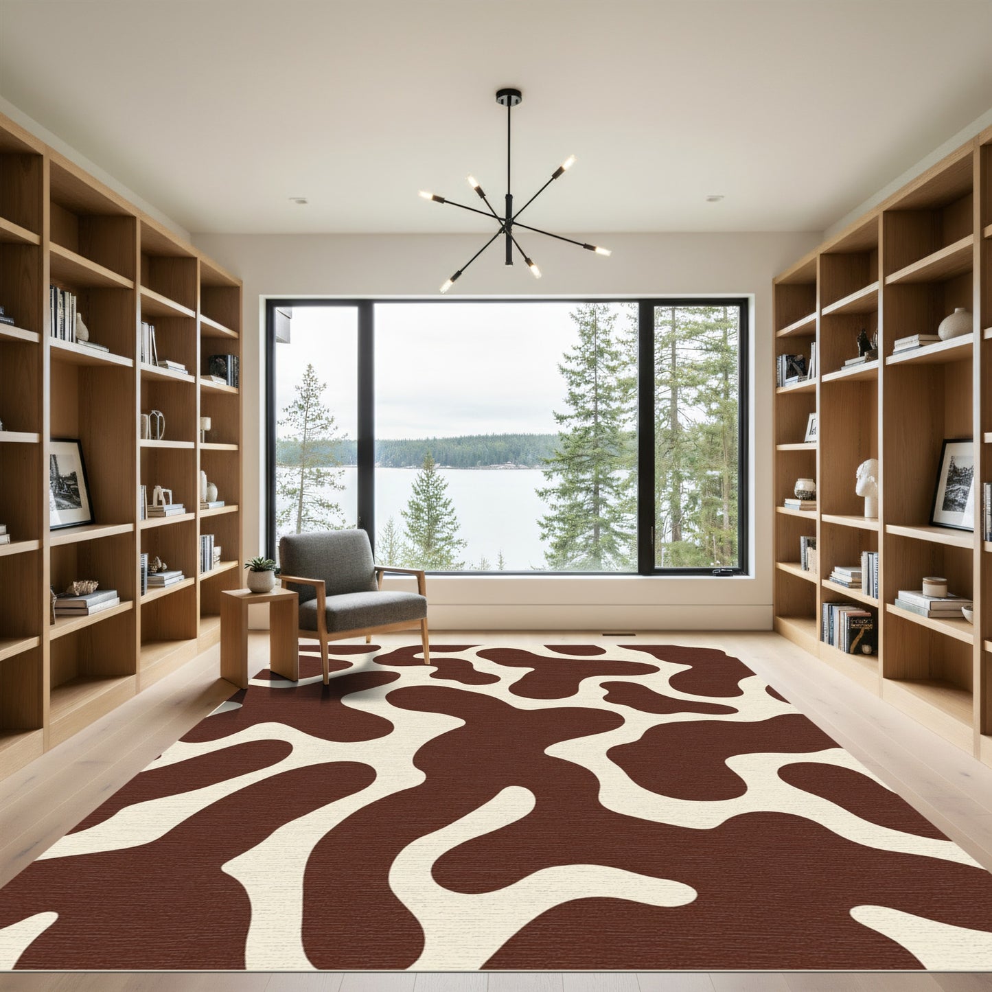Brown and Cream Organic Blob Rug
