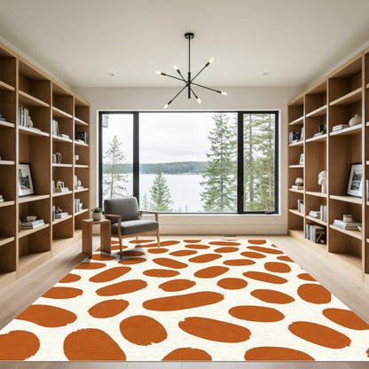 Terracotta Stripe Abstract Spots Rug