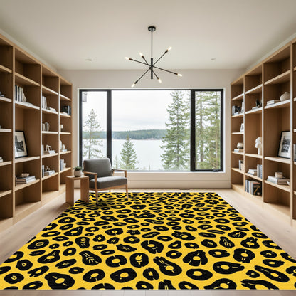 Bold Yellow Black Animal Spot Rug