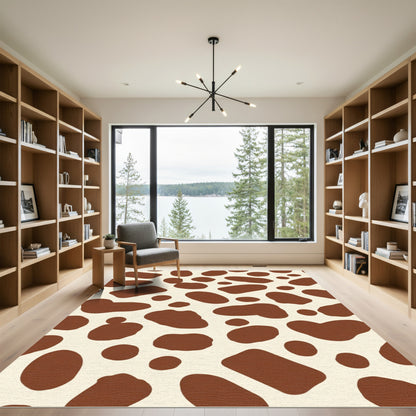 Brown Cream Abstract Spots Rug