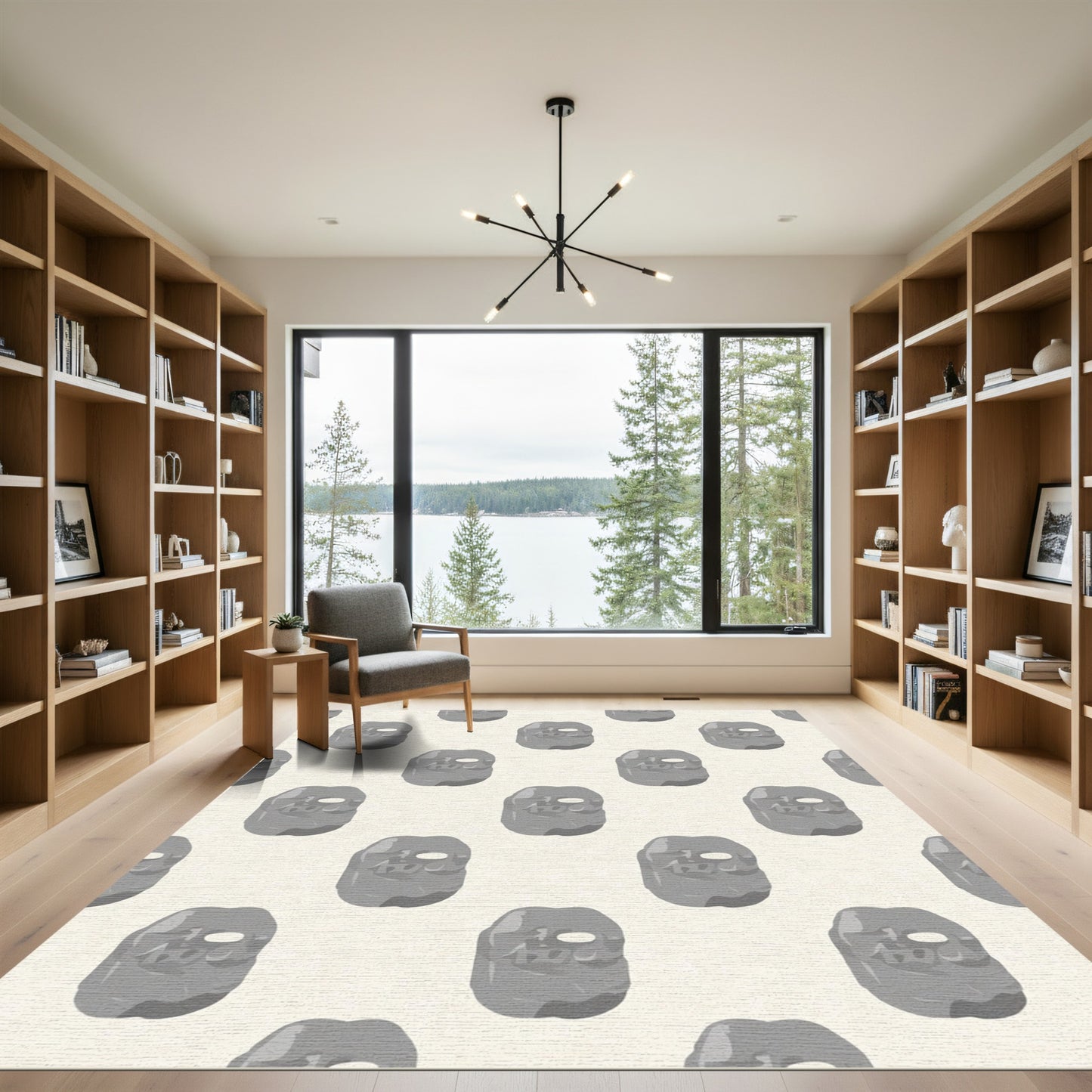 Gray Stone Faces Repeating Pattern Rug