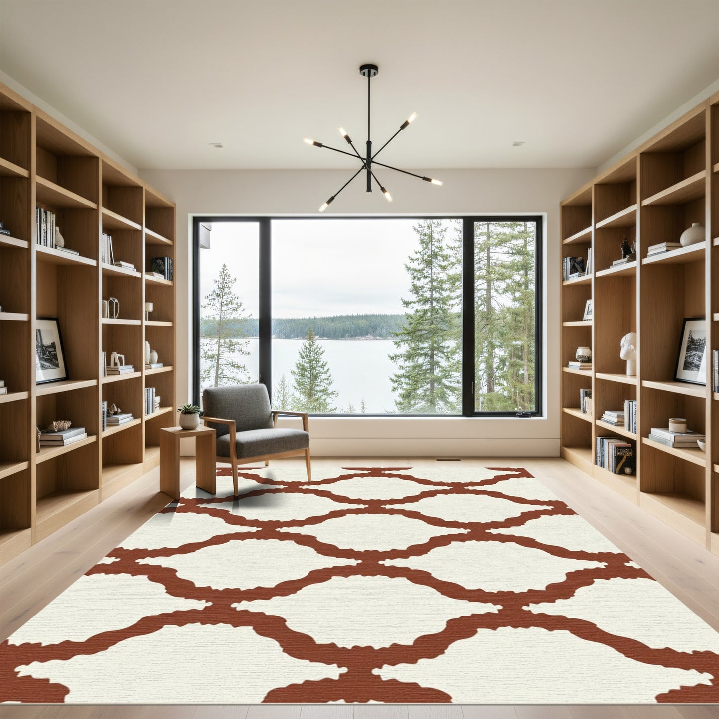 Terracotta Lattice Quilted Pattern Rug