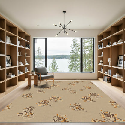 Tan Abstract Scattered Forms Rug