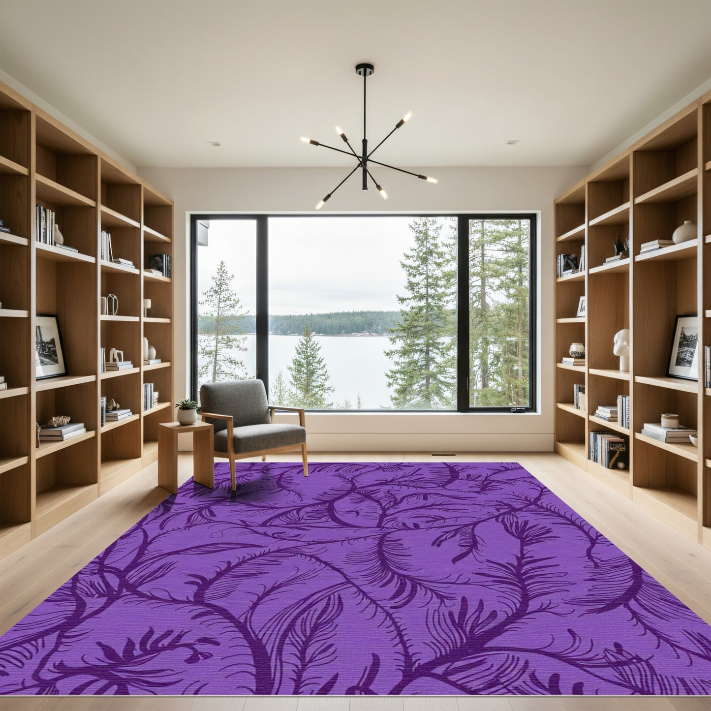 Deep Purple Feathered Vine Rug