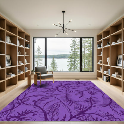 Deep Purple Feathered Vine Rug