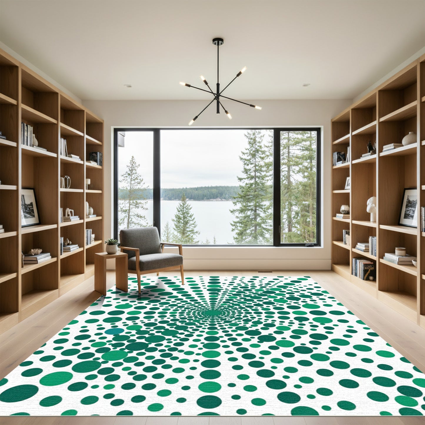 Green Emerald Dot Swirl Rug
