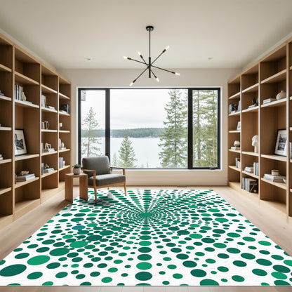 Green Emerald Dot Swirl Rug
