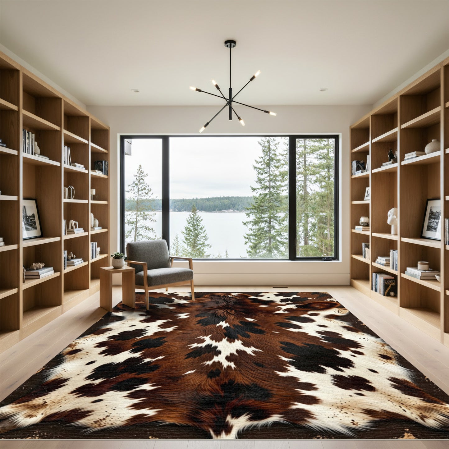 Tri-Color Spotted Cowhide Fur Tonal Rug