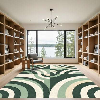 Modern Geometric Sage Arch Composition Rug