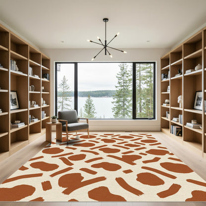 Earthy Brown Blotches Brushstrokes Rug