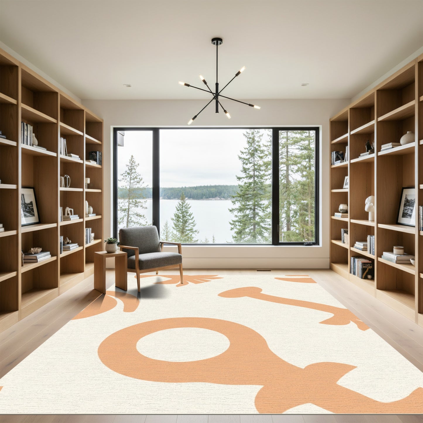 Terracotta Abstract Organic Shapes Rug