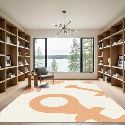 Terracotta Abstract Organic Shapes Rug