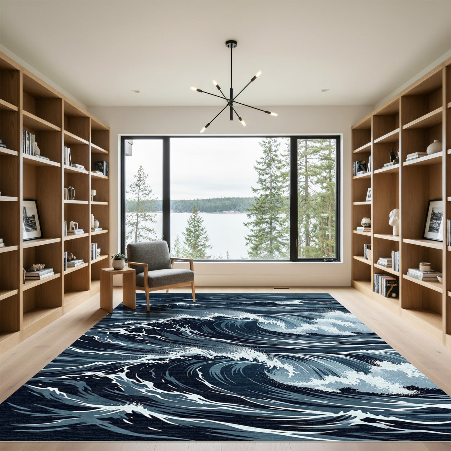 Deep Blue Crashing Ocean Waves Rug