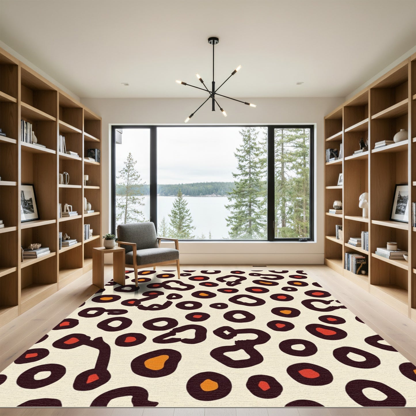 Bold Leopard Spots Ochre accents Rug