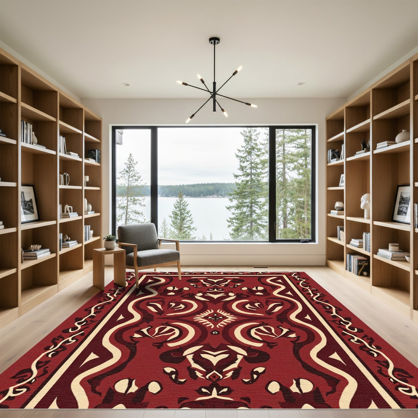 Deep Red Tribal Medallion Rug