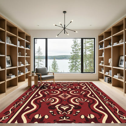 Deep Red Tribal Medallion Rug
