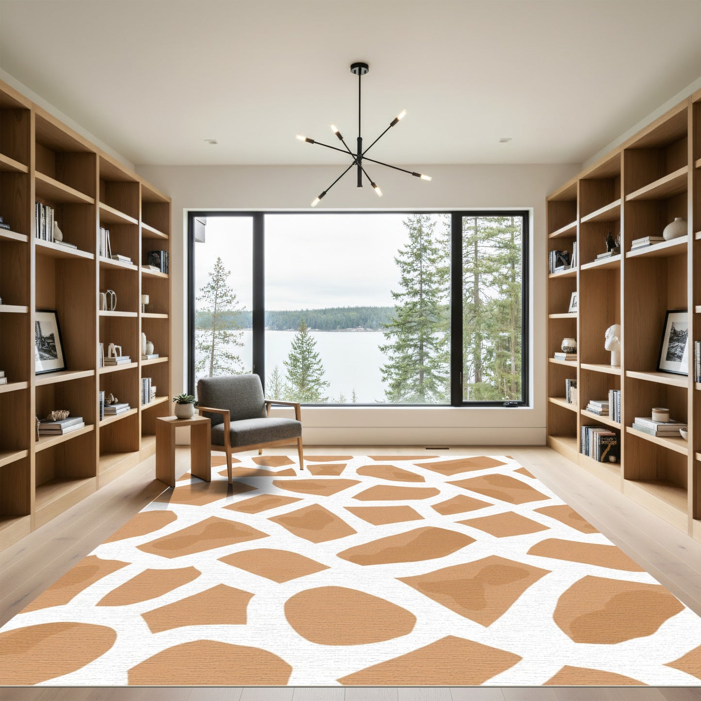 Camel Brown Abstract Giraffe Spots Rug