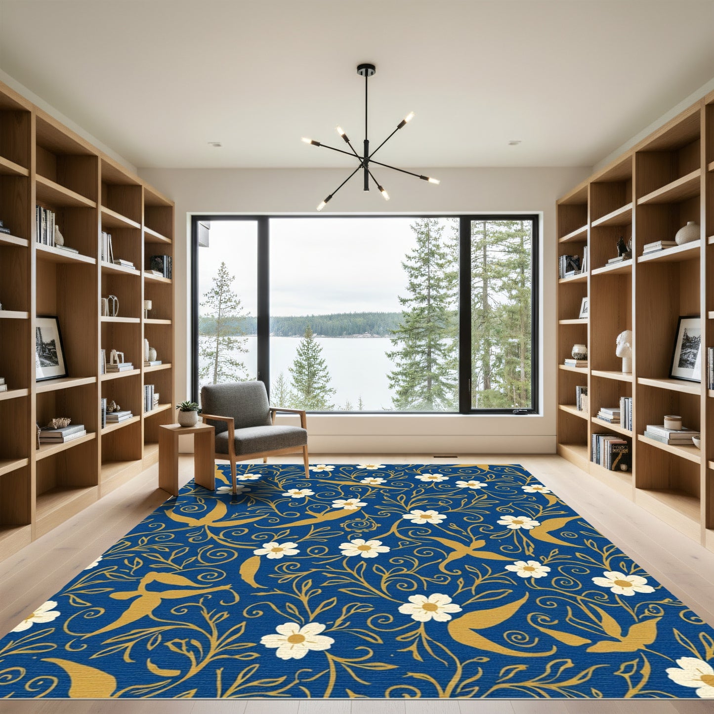 Golden Swifts White Blossom Meadow Rug