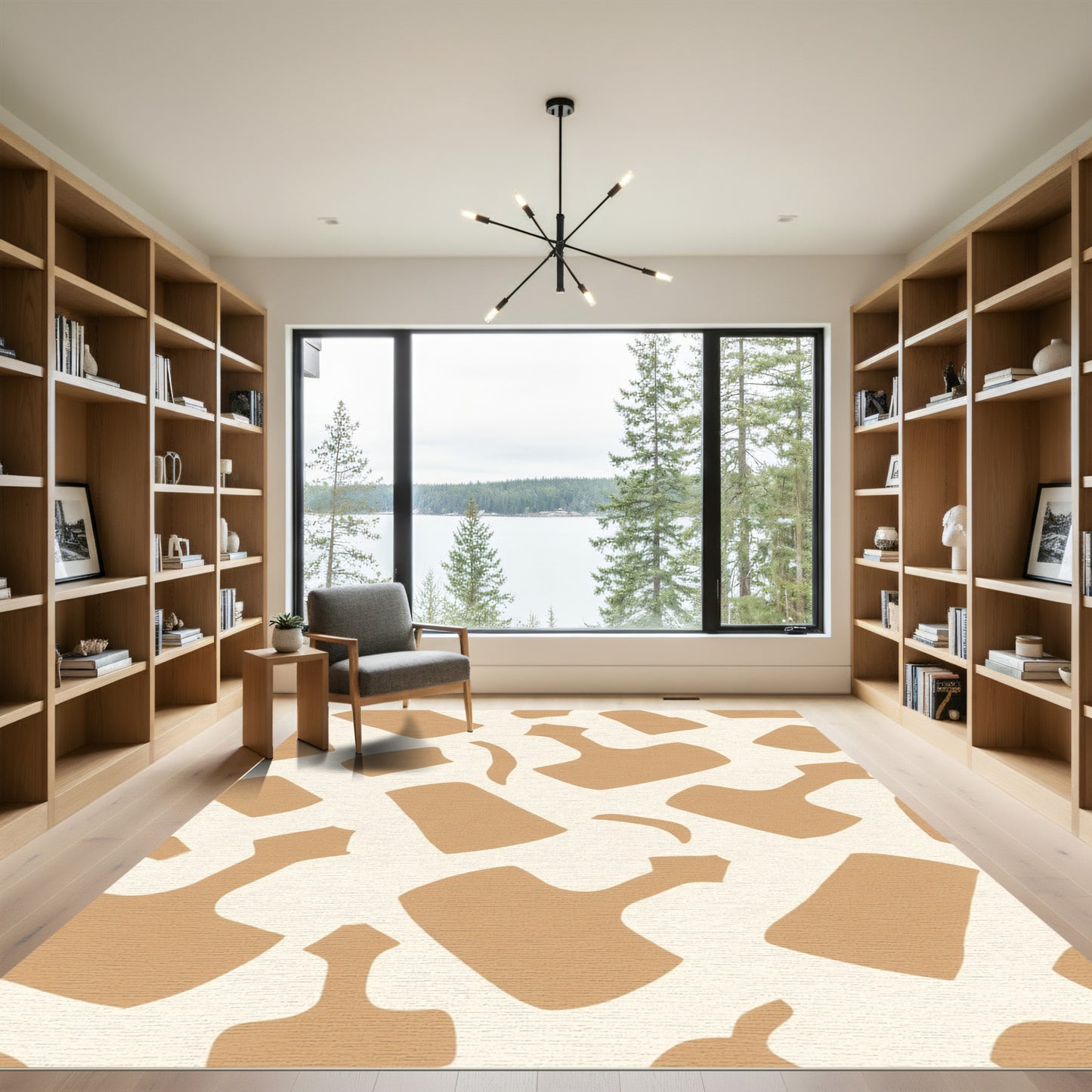 Caramel Tan Abstract Organic Shapes Rug