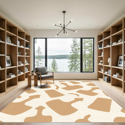 Caramel Tan Abstract Organic Shapes Rug