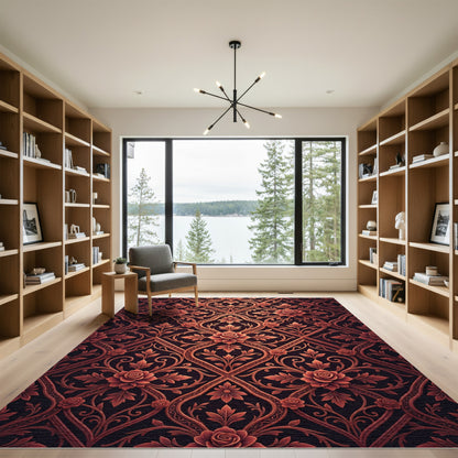 Luxe Rose Vine Lattice Rug